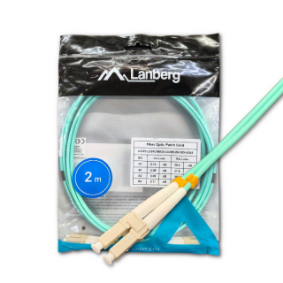Patchcord światłowodowy LC/UPC – LC/UPC MM OM3 2m duplex, LSZH, 3.0 mm, Aqua